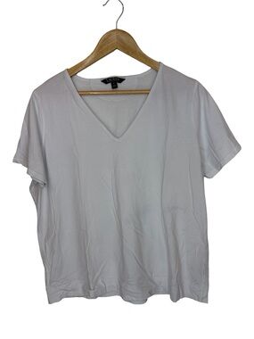 Lauren Ralph Lauren Light White V-Neck Short Sleeve Tee
